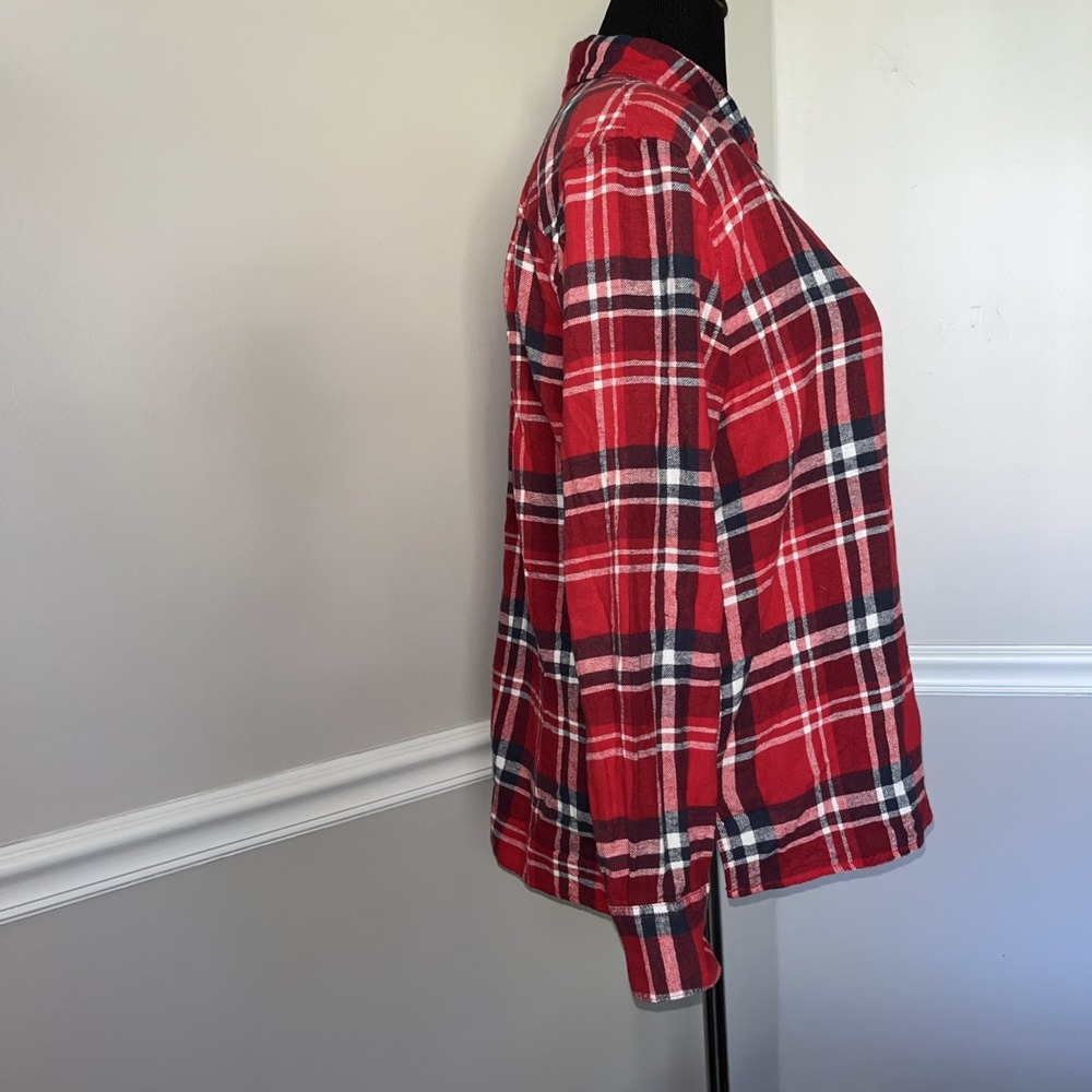 Eddie Bauer Red Plaid Long Sleeve Shirt Women's Size Large Western Rodeo - Picture 4 of 12